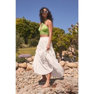 Lulus Sunset By The Sea Embroidered Tiered Maxi Skirt - S White
